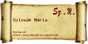 Szlovák Mária névjegykártya
