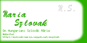 maria szlovak business card